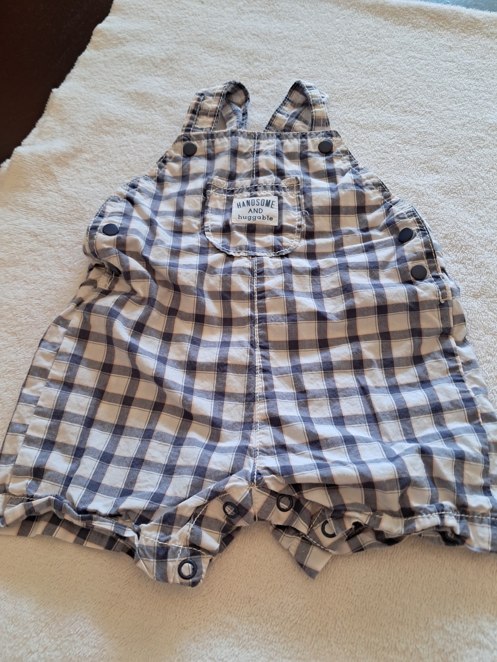 Carter's Blue & Cream Plaid Shortall Romper